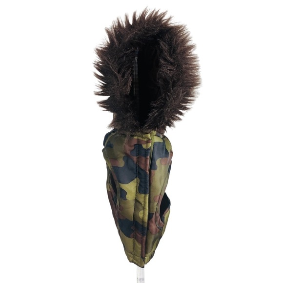 Simply Dog Camo Dog Coat Jacket Faux Fur Hood Trim - Picture 13 of 14